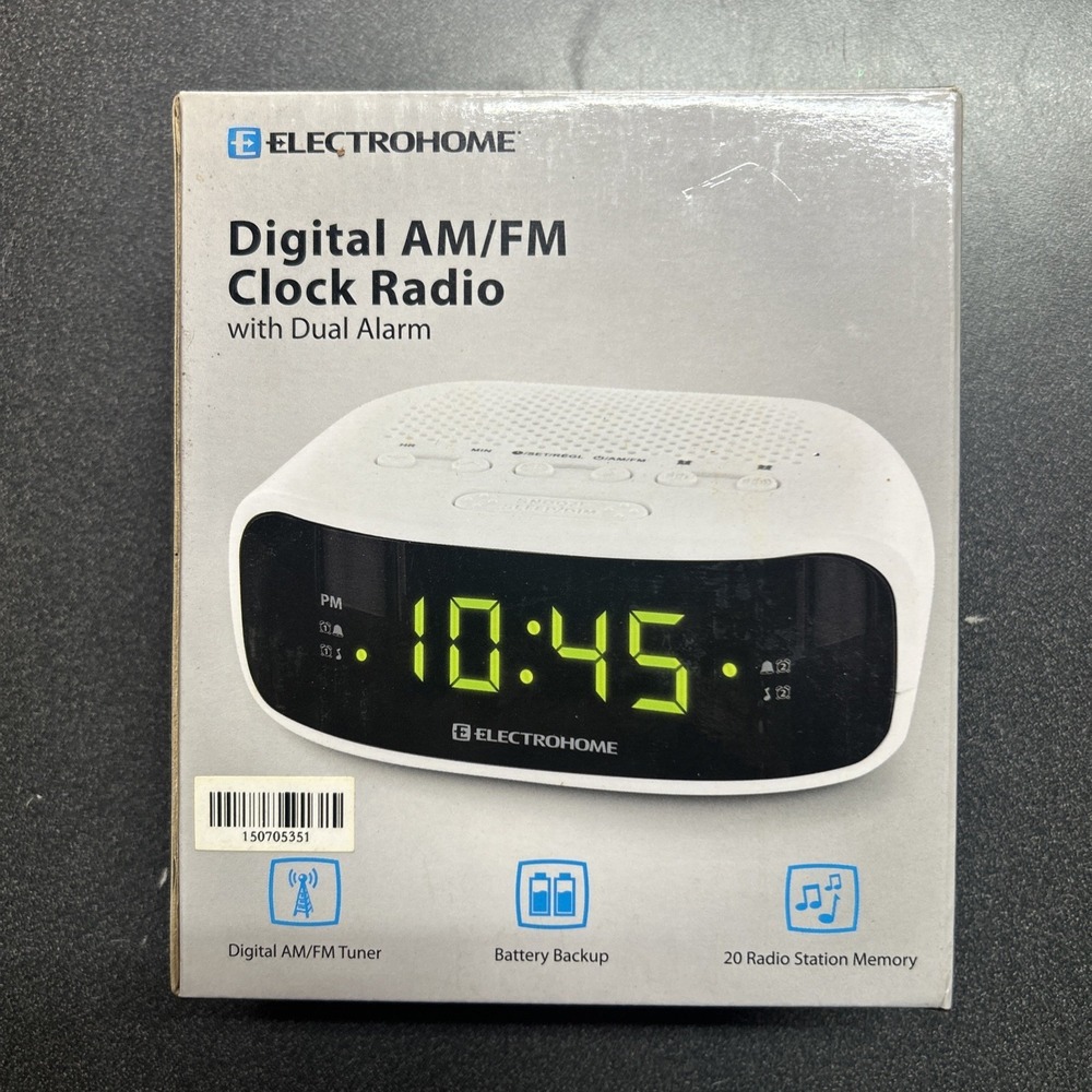 Digital AM/FM Clock Radio w/ Battery Backup Dual Alarm Sleep & Snooze Functions